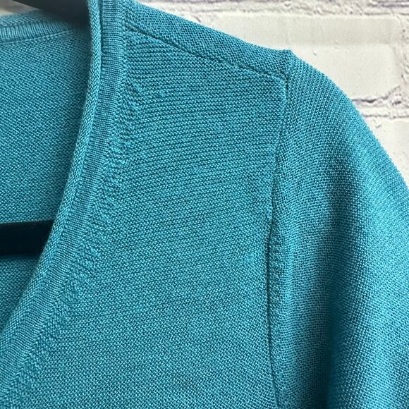 Eileen Fisher Blue Merino Wool Long Sleeve Tunic Shirt Small V Neck *FLAW* - Picture 4 of 8